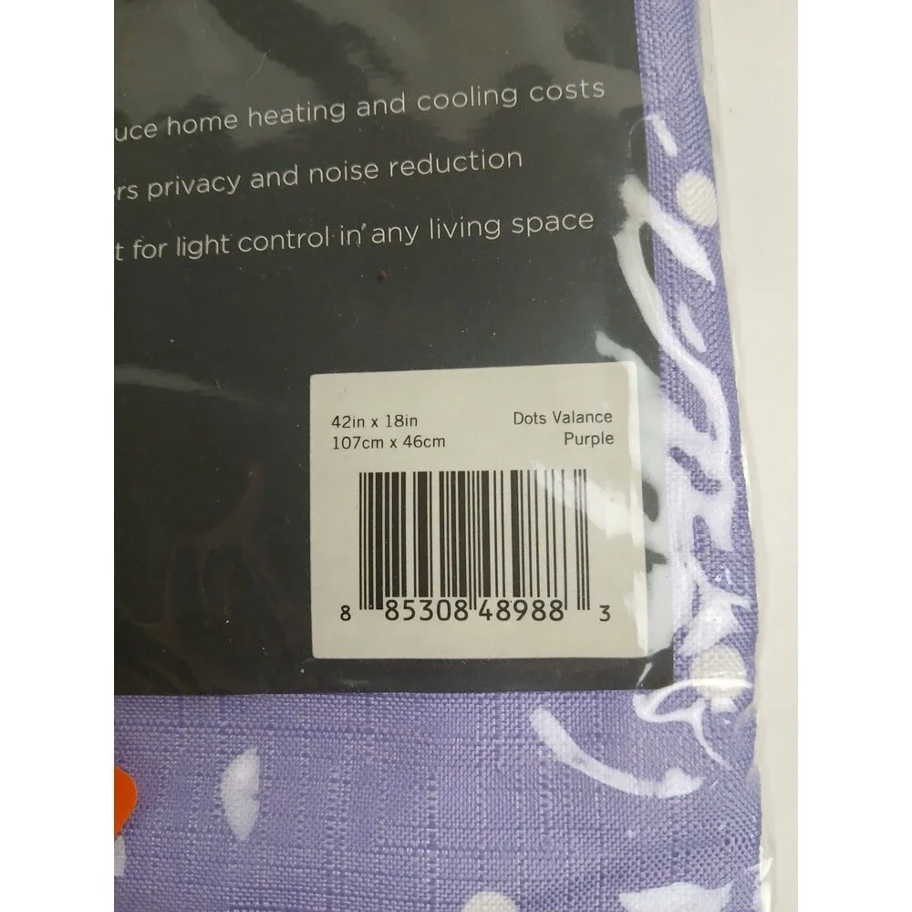 NEW Eclipse Blackout 42 x 18 Tab Top single curtain panel 'Dot Purple' #CT21